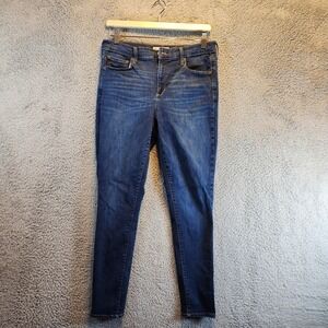 Gap Jeans Womens 12/16 Blue Denim Stretch‎ Mid Rise Skinny Leg 5 Pockets Zip Fly